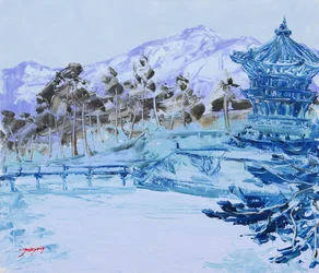 Tranquil Blue Winter Pagoda