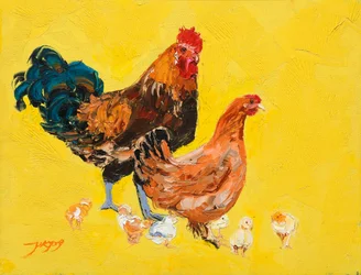 Vibrant Chicken Family