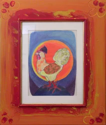 Gallus Gallus -in Front of the Sun Ball-