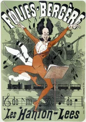 Conductor, poster for Les Hanion Lees at the Folies Bergeres (engraving)