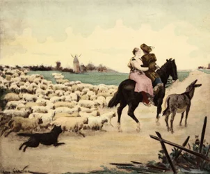 A Mansion and a Shepherd on a Horse