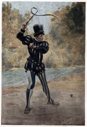 Man Playing Snore. Gargantua. Illustration by Jules Garnier. In 