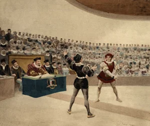 The Duel Between Panurge and English Thaumaste. Pantagruel. Illustration by Jules Garnier. In 