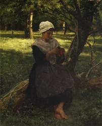 A Peasant Girl Knitting