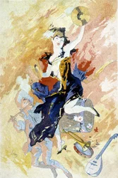 Drawing by Cheret for the Carnival (End of the 19th Century)