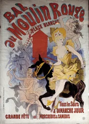 Red mill ball white place. Poster by Jules Cheret