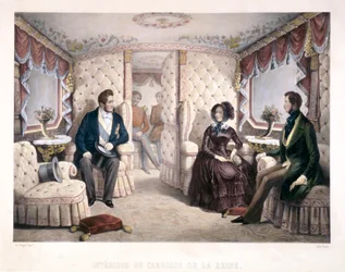 King Louis Philippe, Queen Victoria and Prince Albert in the royal carriage, 1846
