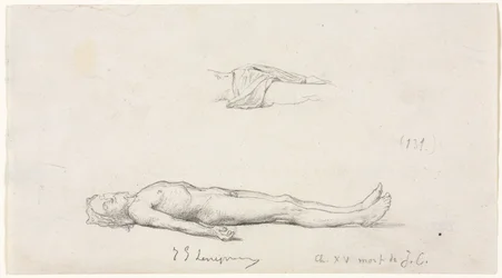 Sketch of the Dead Christ, and Detail Sketch of Loincloth