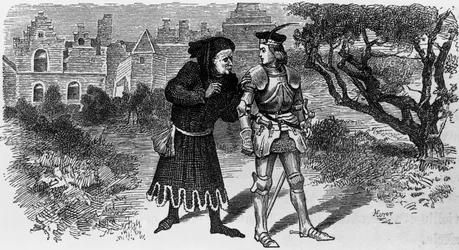 Illustration for Quentin Durward, historical novel by Walter Scott, engraving by Jules Huyot