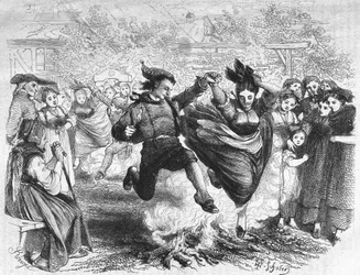 The fire of Saint John in Alsace in the middle of the 19th century. Engraving after the drawing of TH. Schuler