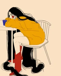 Pensive Woman Long Hair