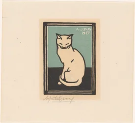 Sitting cat with closed eyes