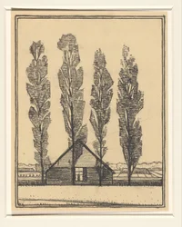 Four Poplars in Front of a House