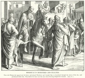 Mordecai is Honoured and Exalted (engraving)