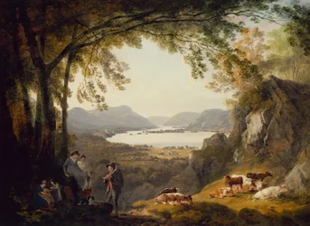 Country Folk Resting with Cattle in a Wooded Landscape