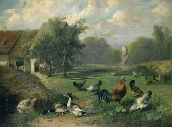 Duck and Poultry by a Pond