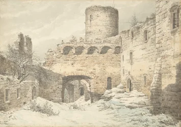 Winter View of the Courtyard of a Medieval Castle in Ruins, 1832