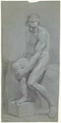 Seated Male Nude, Left Hand on Right Knee