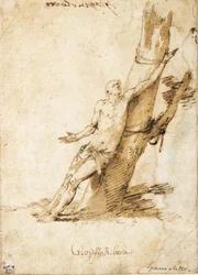 Saint Sebastian Tied to a Tree, Looking Up to the Right