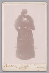 Cabinet Card of an Unidentified Woman Wearing a Top Hat and a Fur Stole
