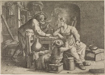 Interior with a Smoking Farmer, a Woman, and a Boy