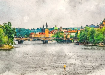Prague River Cityscape