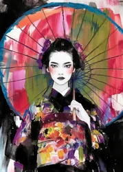 Vibrant Geisha Umbrella