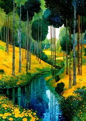 Yellow Flower Forest Stream