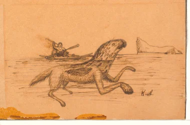 A Tupilak Harpooned by a Kayaker