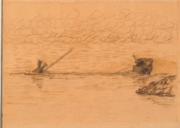 Kayak Man Harpooning a Diving Seal