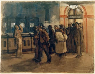 K. Kollwitz, Returning Workers at Lehrter Station