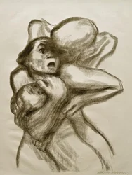 K. Kollwitz, Death Seizes a Woman