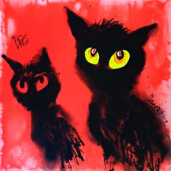 Black Cats Glowing Eyes
