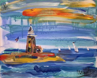 Colorful Lighthouse Seascape