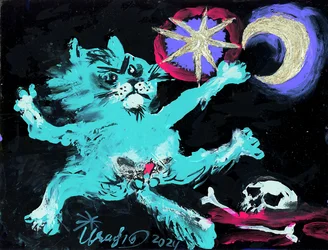 Mystical Cat and Moon