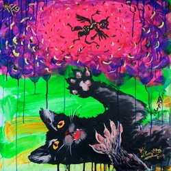 Playful Black Cat Fantasy