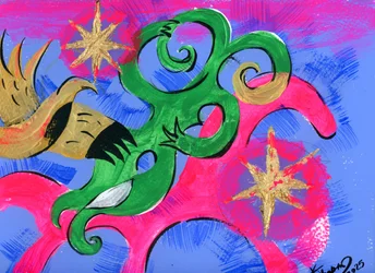 Vibrant Abstract Golden Forms