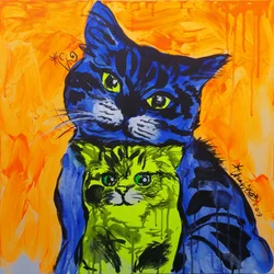 Vibrant Cat Embrace