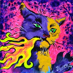 Vibrant Fire Breathing Cat