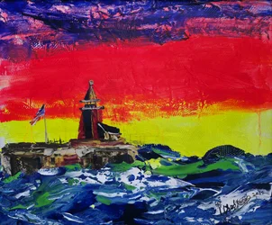Vibrant Lighthouse Sunset