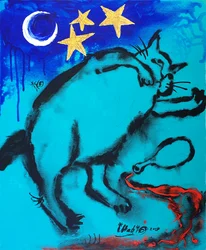Whimsical Cat Midnight Stars