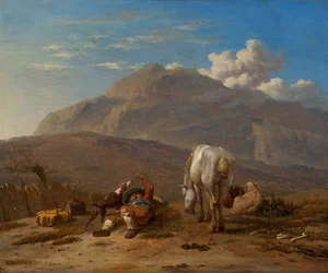 Italian Landscape with a Young Shepherd Playing with His Dog