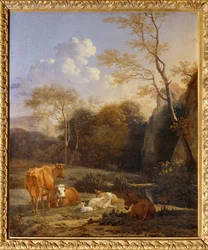 The Grove, Cows, Donkey and Sheep Near a Stream