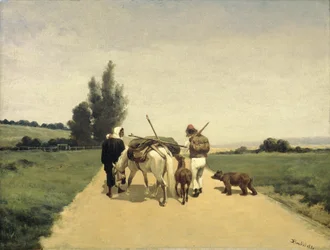 Wandering Family on a Country Road