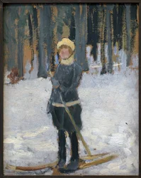 Woman Skiing in the Forest