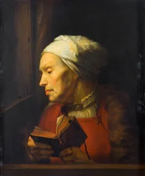 Portrait of an Old Woman Holding an Open Book