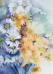 Chrysanthemum, White and Apricot