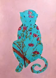 Floral Monkey Silhouette