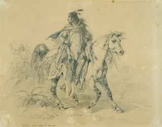 Blackfeet warrior on horseback