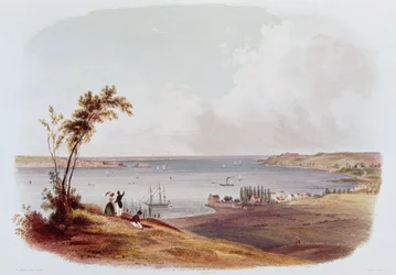 Entry to the Bay of New York, Staten Island, engraved by Salathe